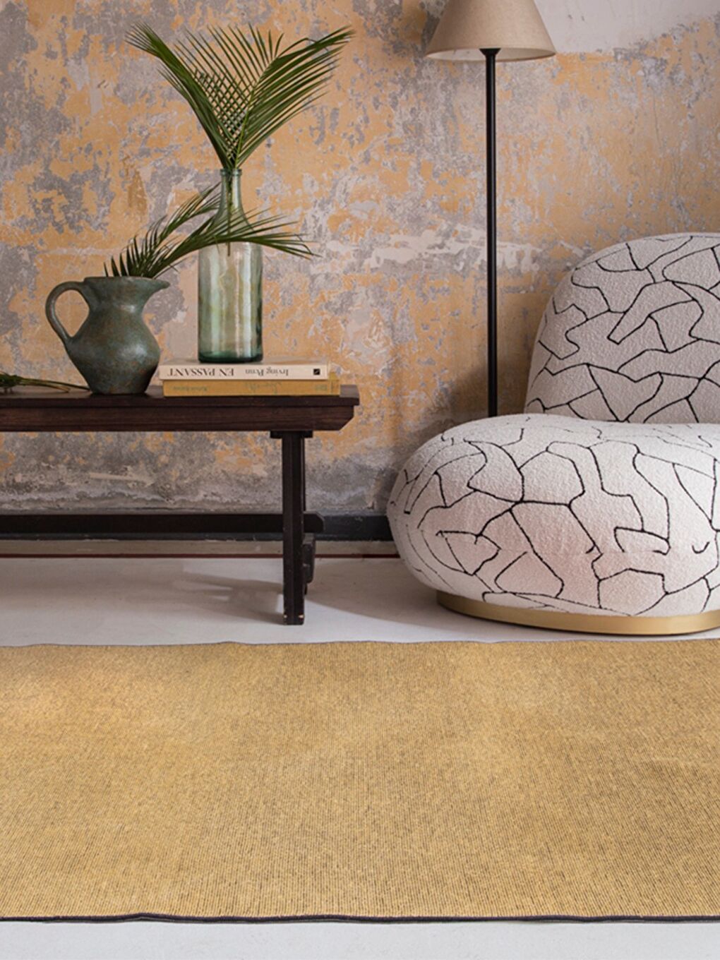 Sarı Saçaklı Dokuma Kilim 120x180 Hardal-3