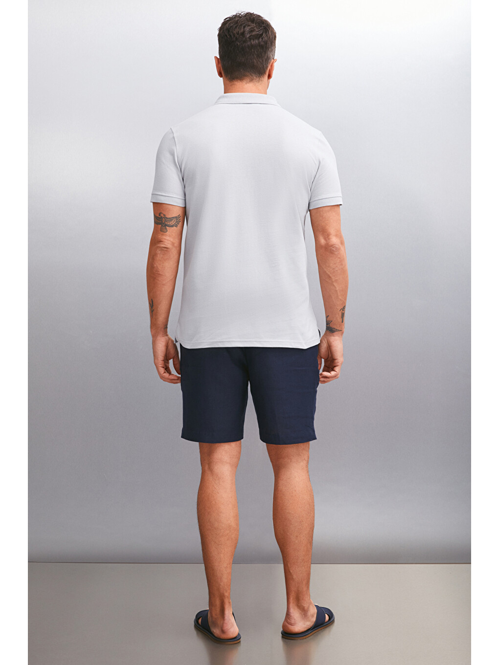 Gri MARTEN Erkek %100 Pamuk Kısa Kollu Regular Fit GRİ Polo Yaka T-shirt-5