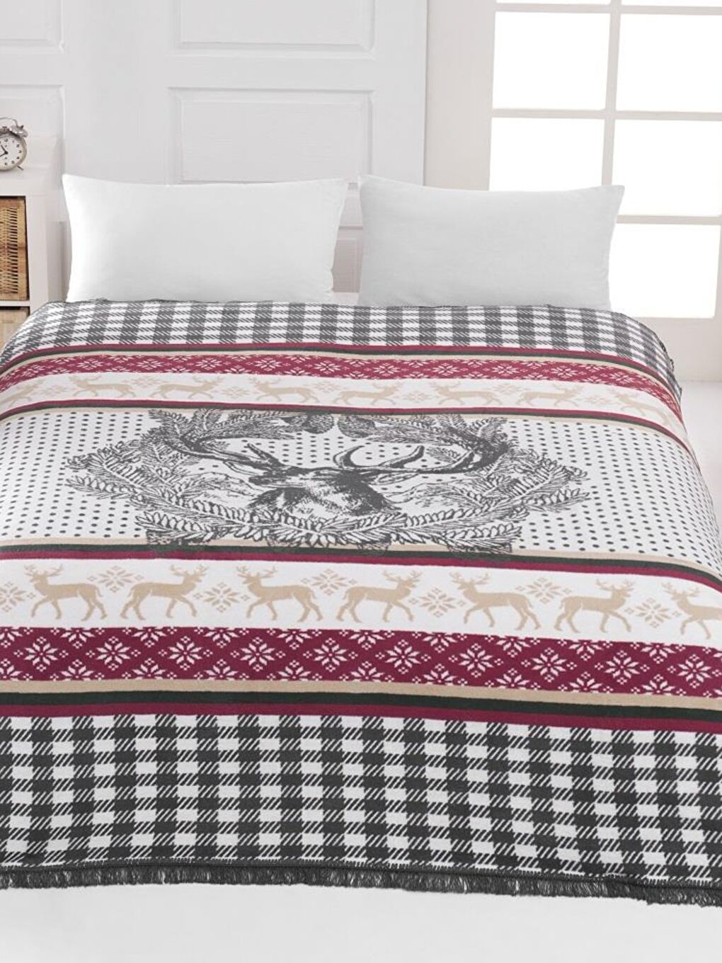 Kahverengi Çift Kişilik Pamuklu Battaniye Adali