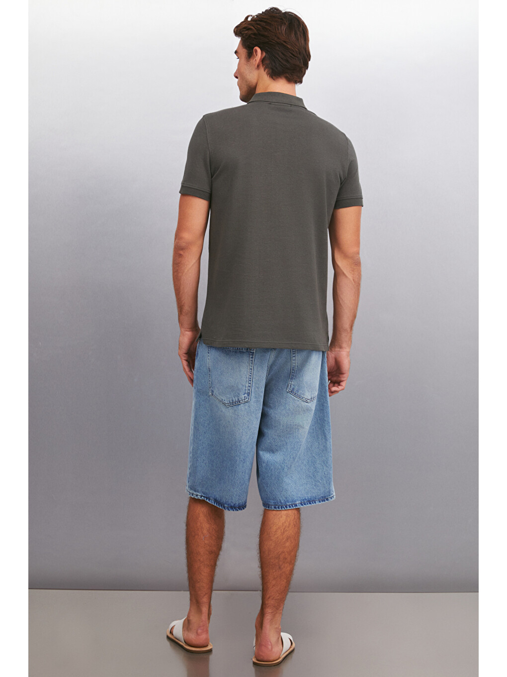 Antrasit MARTEN Erkek %100 Pamuk Kısa Kollu Regular Fit ANTRASİT Polo Yaka T-shirt-3