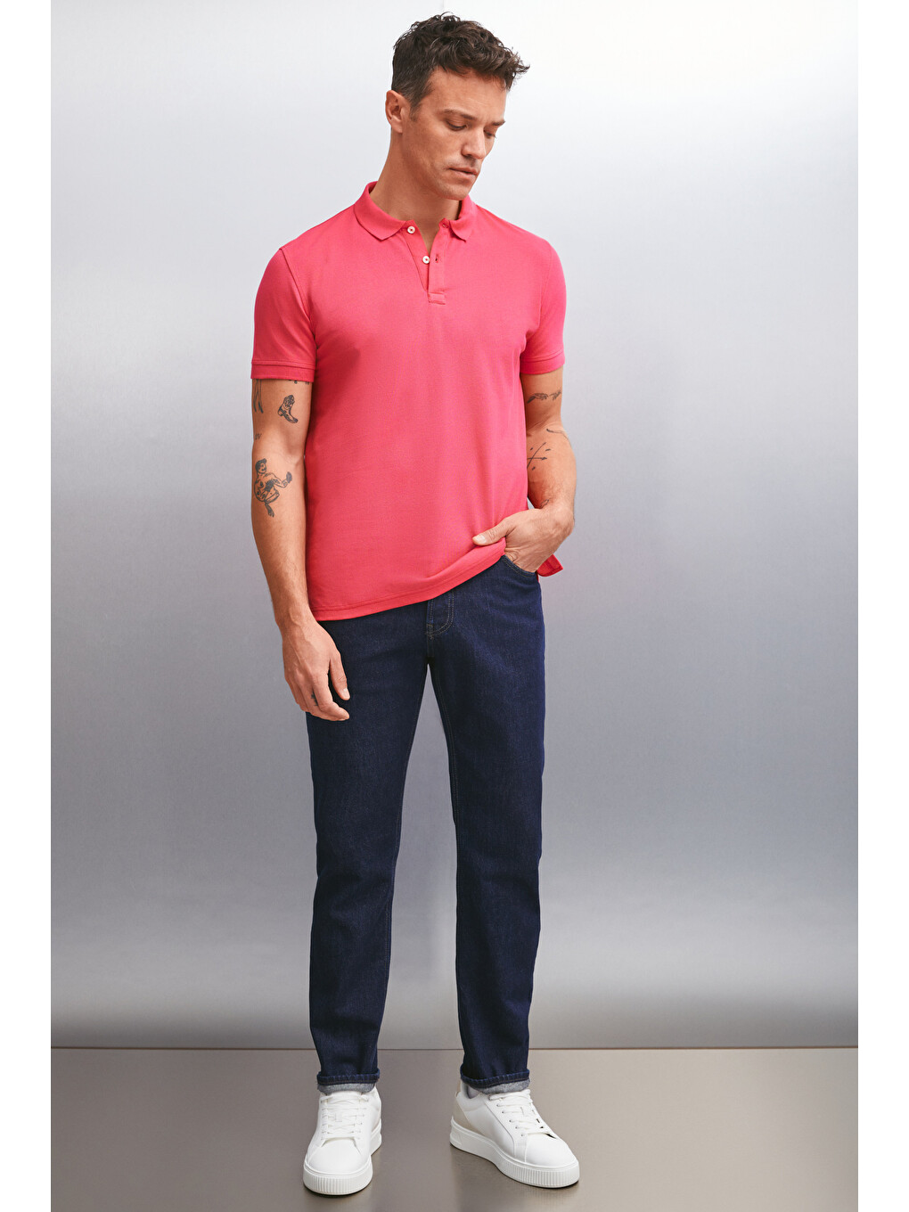 Fuşya MARTEN Erkek %100 Pamuk Kısa Kollu Regular Fit FUŞYA Polo Yaka T-shirt-1