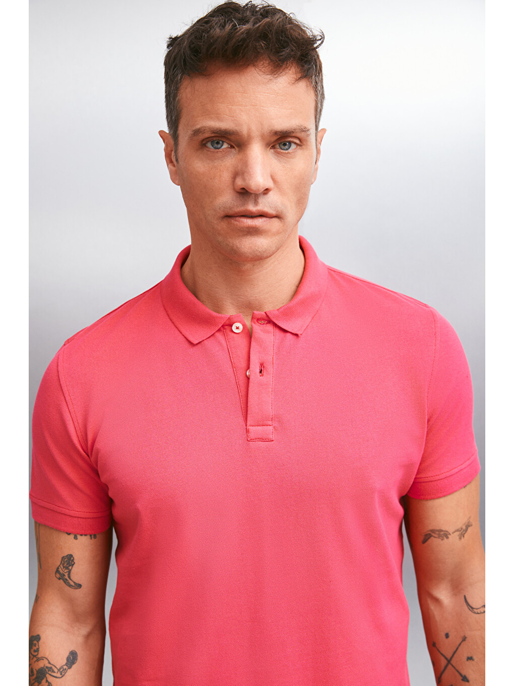 Fuşya MARTEN Erkek %100 Pamuk Kısa Kollu Regular Fit FUŞYA Polo Yaka T-shirt-4