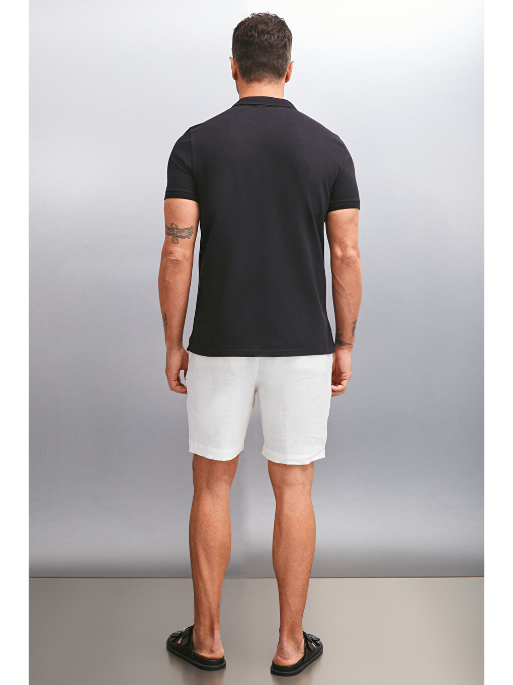 Siyah MARTEN Erkek %100 Pamuk Kısa Kollu Regular Fit SİYAH Polo Yaka T-shirt-6