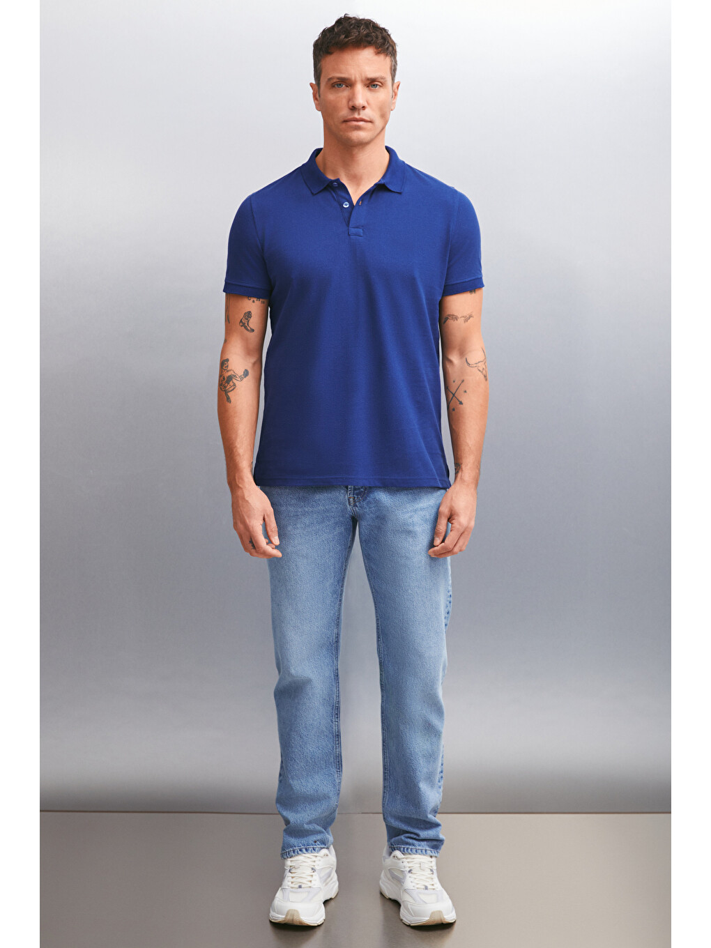 Lacivert MARTEN Erkek %100 Pamuk Kısa Kollu Regular Fit LACİVERT Polo Yaka T-shirt-1