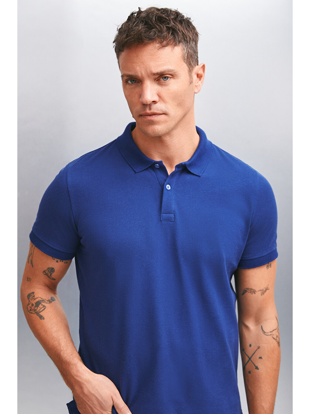 Lacivert MARTEN Erkek %100 Pamuk Kısa Kollu Regular Fit LACİVERT Polo Yaka T-shirt-3