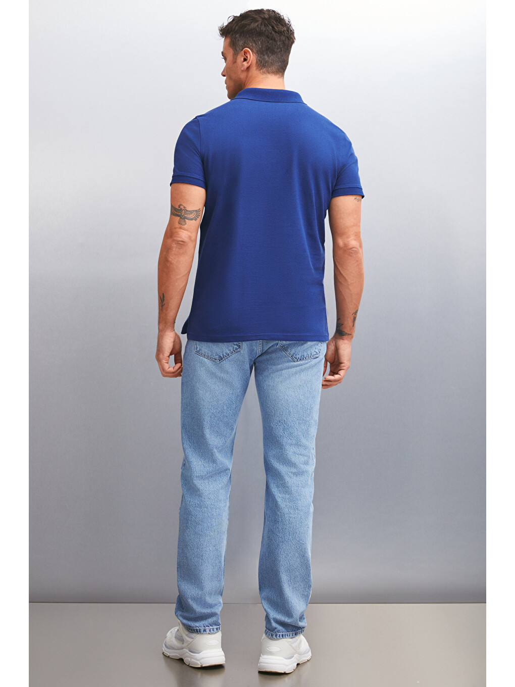 Lacivert MARTEN Erkek %100 Pamuk Kısa Kollu Regular Fit LACİVERT Polo Yaka T-shirt-5