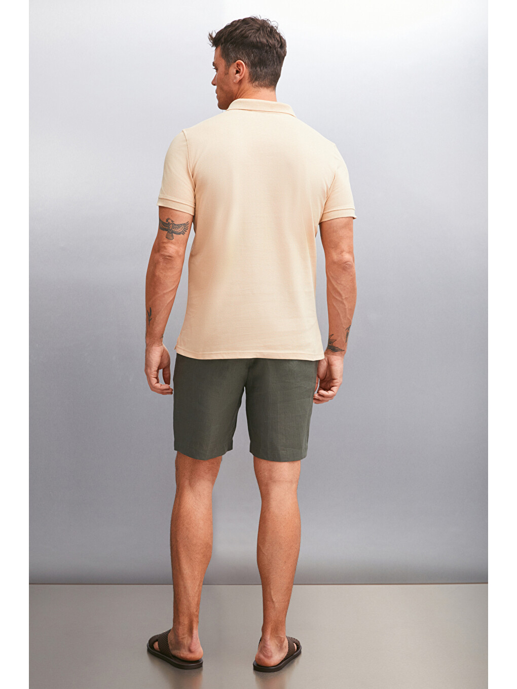 Bej MARTEN Erkek %100 Pamuk Kısa Kollu Regular Fit BEJ Polo Yaka T-shirt-5