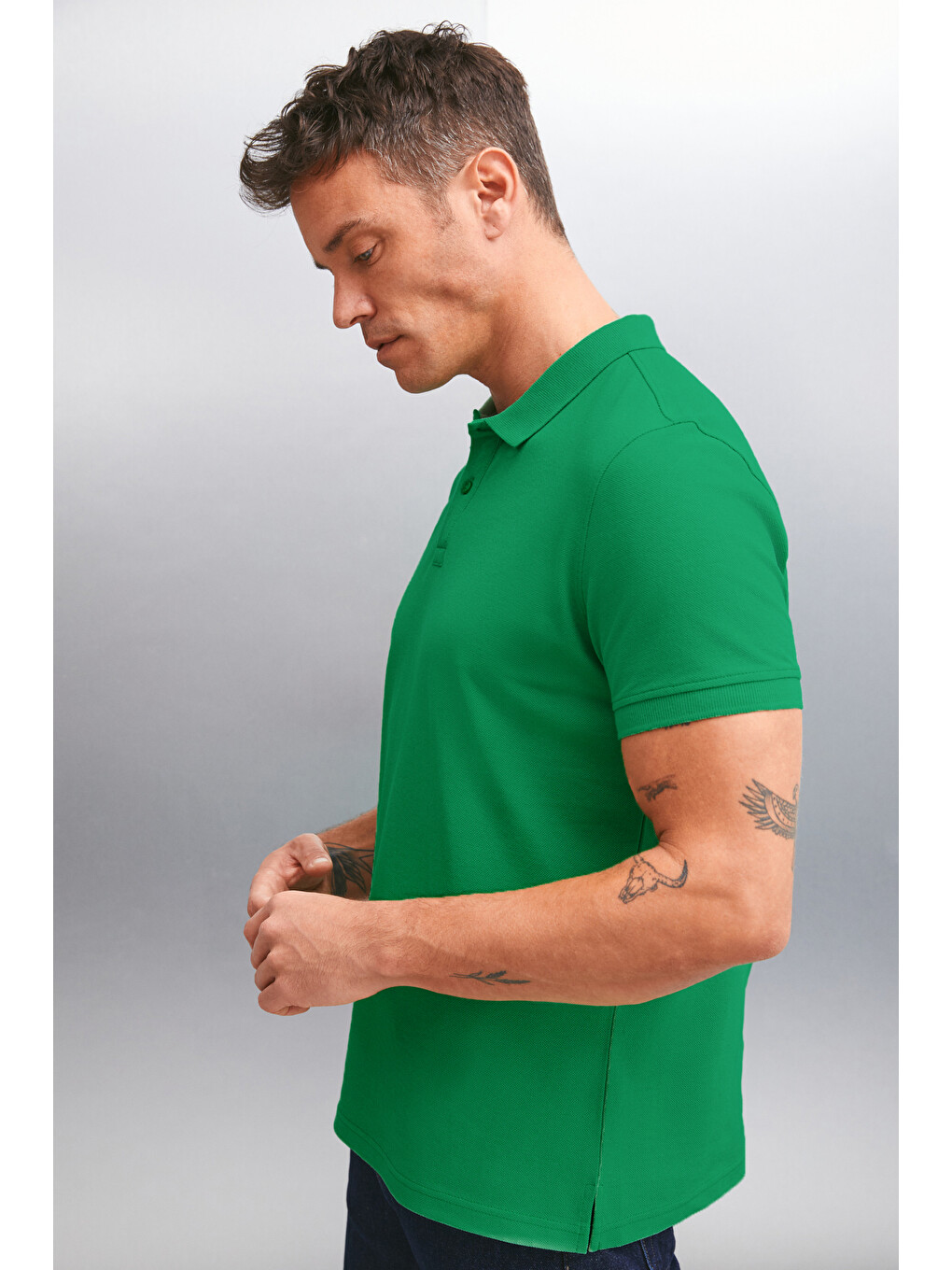 Yeşil MARTEN Erkek %100 Pamuk Kısa Kollu Regular Fit YEŞİL Polo Yaka T-shirt-4