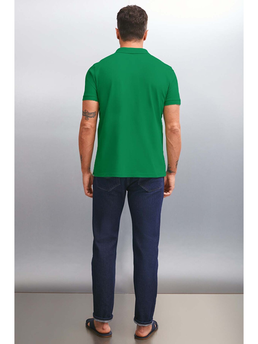 Yeşil MARTEN Erkek %100 Pamuk Kısa Kollu Regular Fit YEŞİL Polo Yaka T-shirt-5