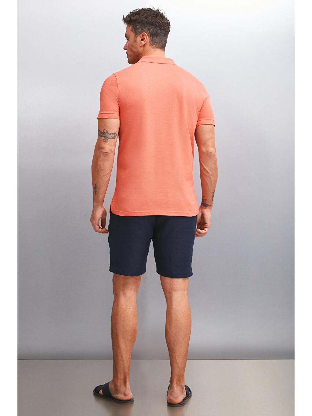 Kırmızı MARTEN Erkek %100 Pamuk Kısa Kollu Regular Fit NARÇİÇEĞİ Polo Yaka T-shirt-5