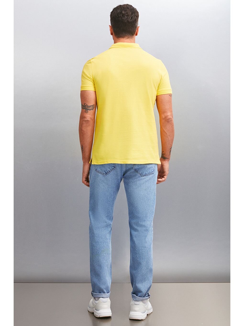 Sarı MARTEN Erkek %100 Pamuk Kısa Kollu Regular Fit SARI Polo Yaka T-shirt-5