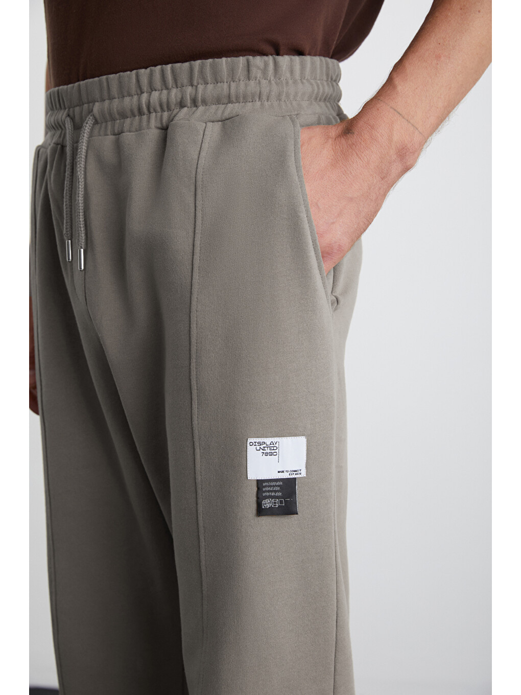 Gri ROWAN Erkek Organik Pamuklu Relaxed Fit İçi Polarlı Süs etiketli Jogger GRİ Eşofman Altı-3