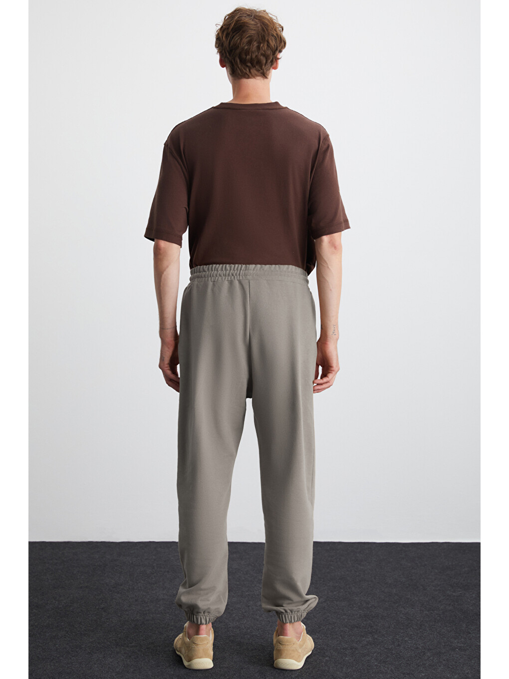 Gri ROWAN Erkek Organik Pamuklu Relaxed Fit İçi Polarlı Süs etiketli Jogger GRİ Eşofman Altı-4