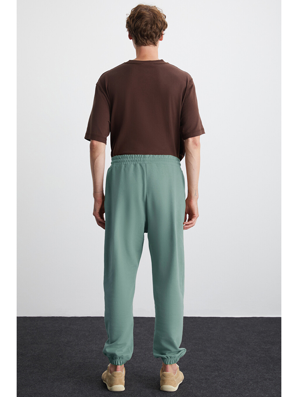 Yeşil ROWAN Erkek Organik Pamuklu Relaxed Fit İçi Polarlı Süs etiketli Jogger YEŞİL Eşofman Altı-4