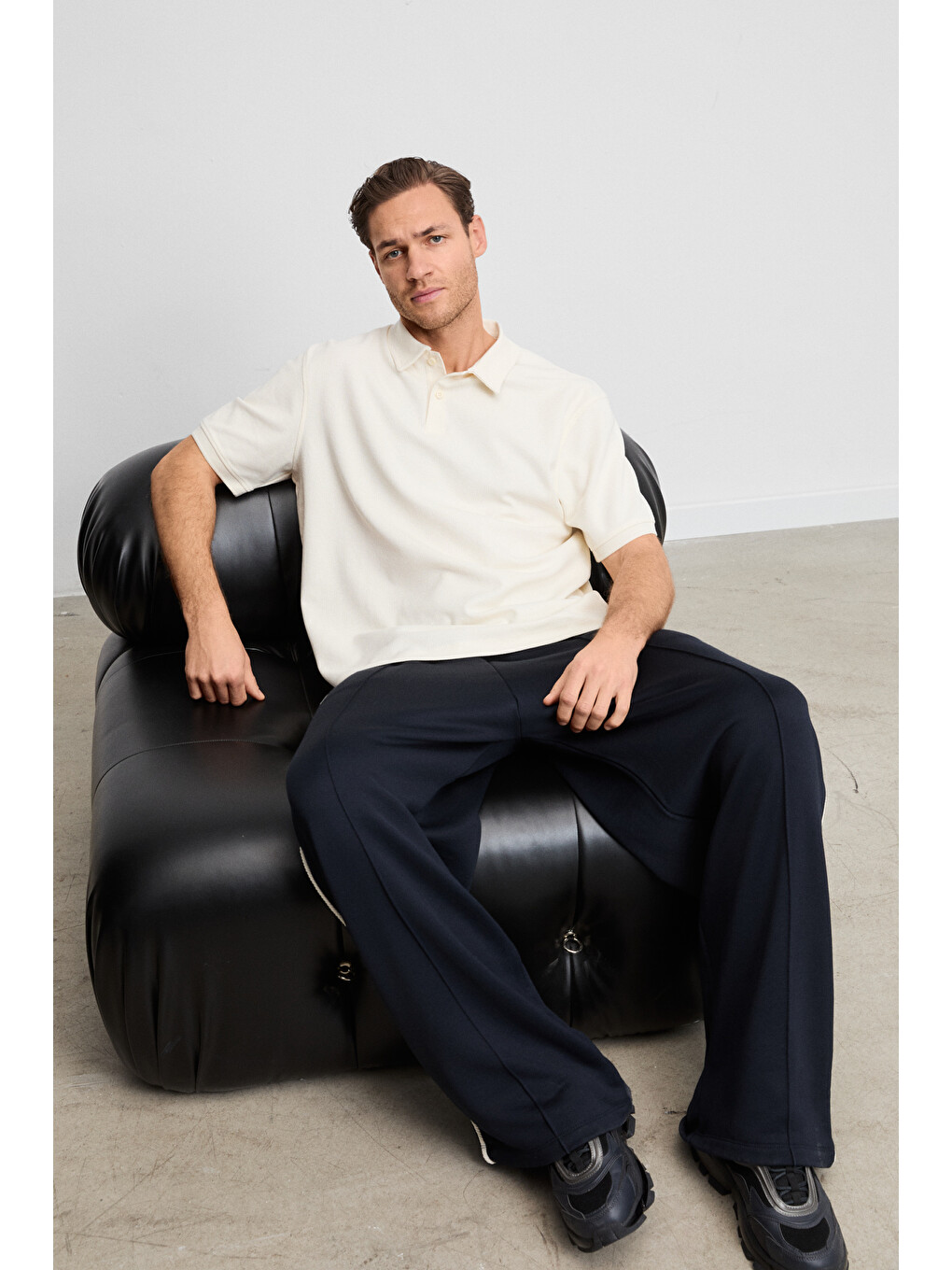 Ekru MINNUTU Erkek Organik Pamuklu Polo Yakalı Regular Fit EKRU T-Shirt-2