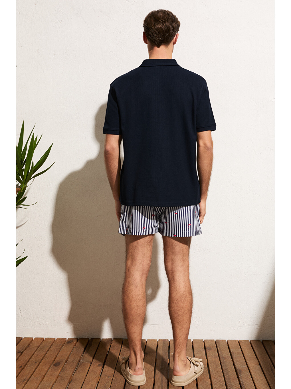 Lacivert MINNUTU Erkek Organik Pamuklu Polo Yakalı Regular Fit LACİVERT T-Shirt-4