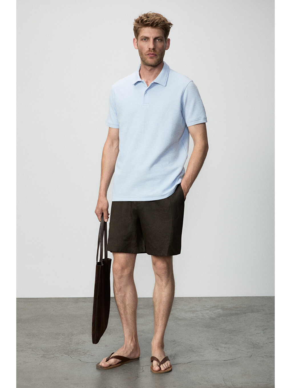 Mavi MINNUTU Erkek Organik Pamuklu Polo Yakalı Regular Fit MAVİ T-Shirt-3