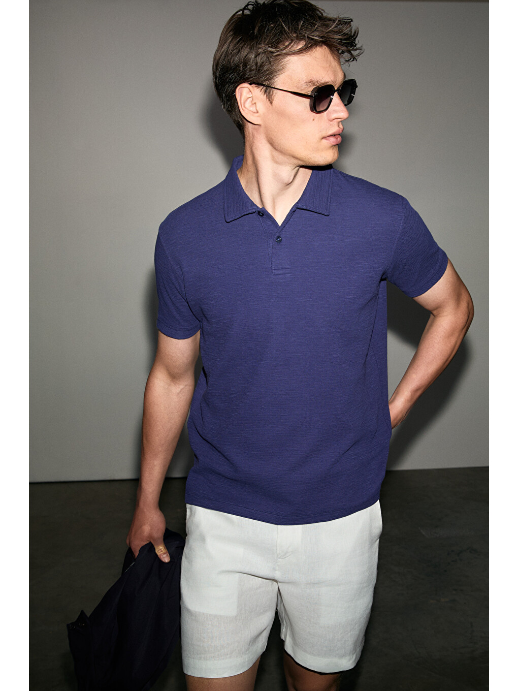 Mor MINNUTU Erkek Organik Pamuklu Polo Yakalı Regular Fit MOR T-Shirt-3