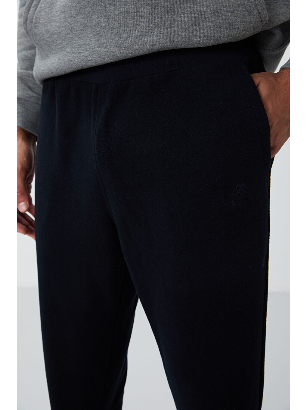 Lacivert Gizli Fermuarlı Rahat Form Lastik Paça Polar Eşofman Alt - 84866-3