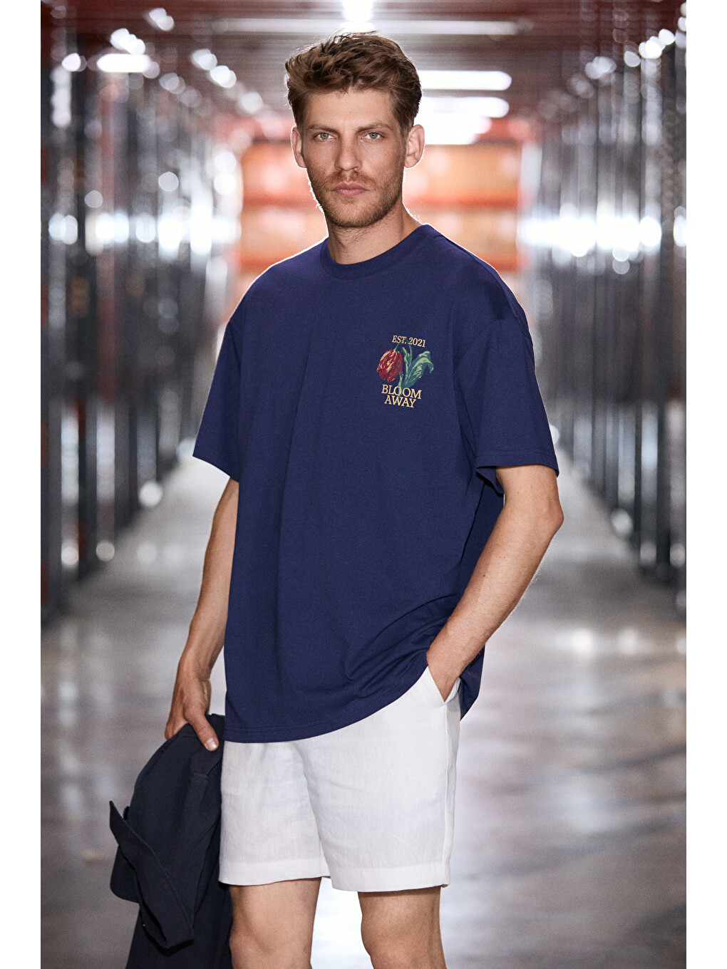 Lacivert EXOTIC Erkek %100 Organik Pamuklu Baskı Detaylı Rahat Kalıp LACİVERT T-Shirt-2