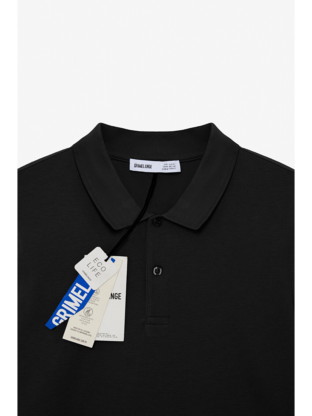 Erkek %100 Pamuk Kısa Kollu Regular Fit Siyah Polo Yaka Tişört-1