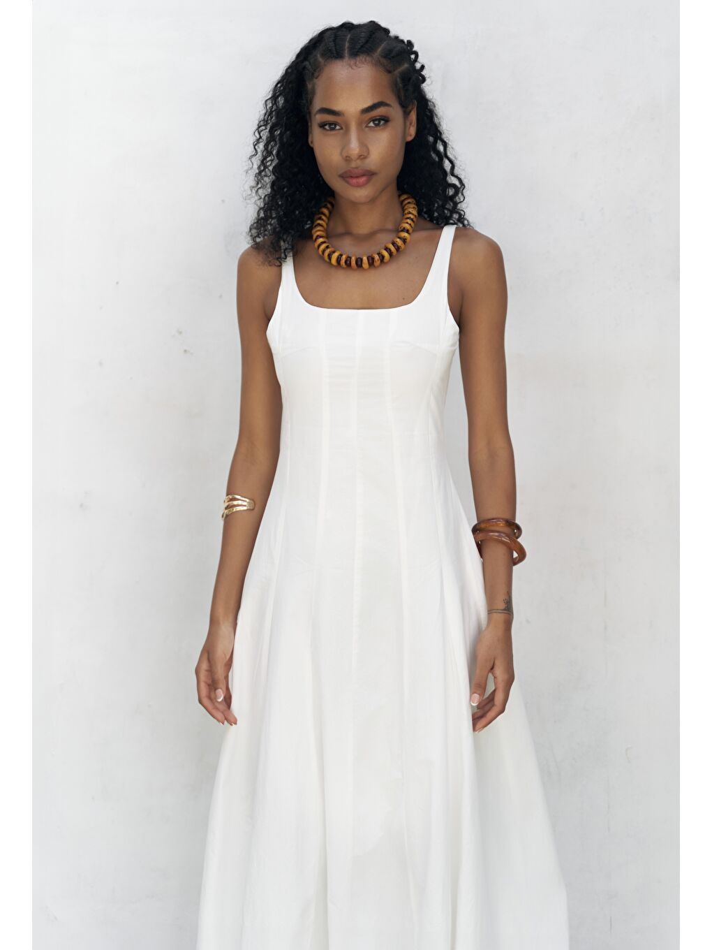 Garda Uzun Ekru Balon Elbise-2