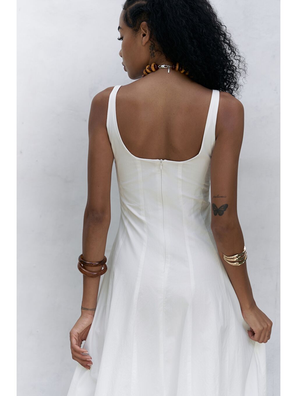 Garda Uzun Ekru Balon Elbise-6