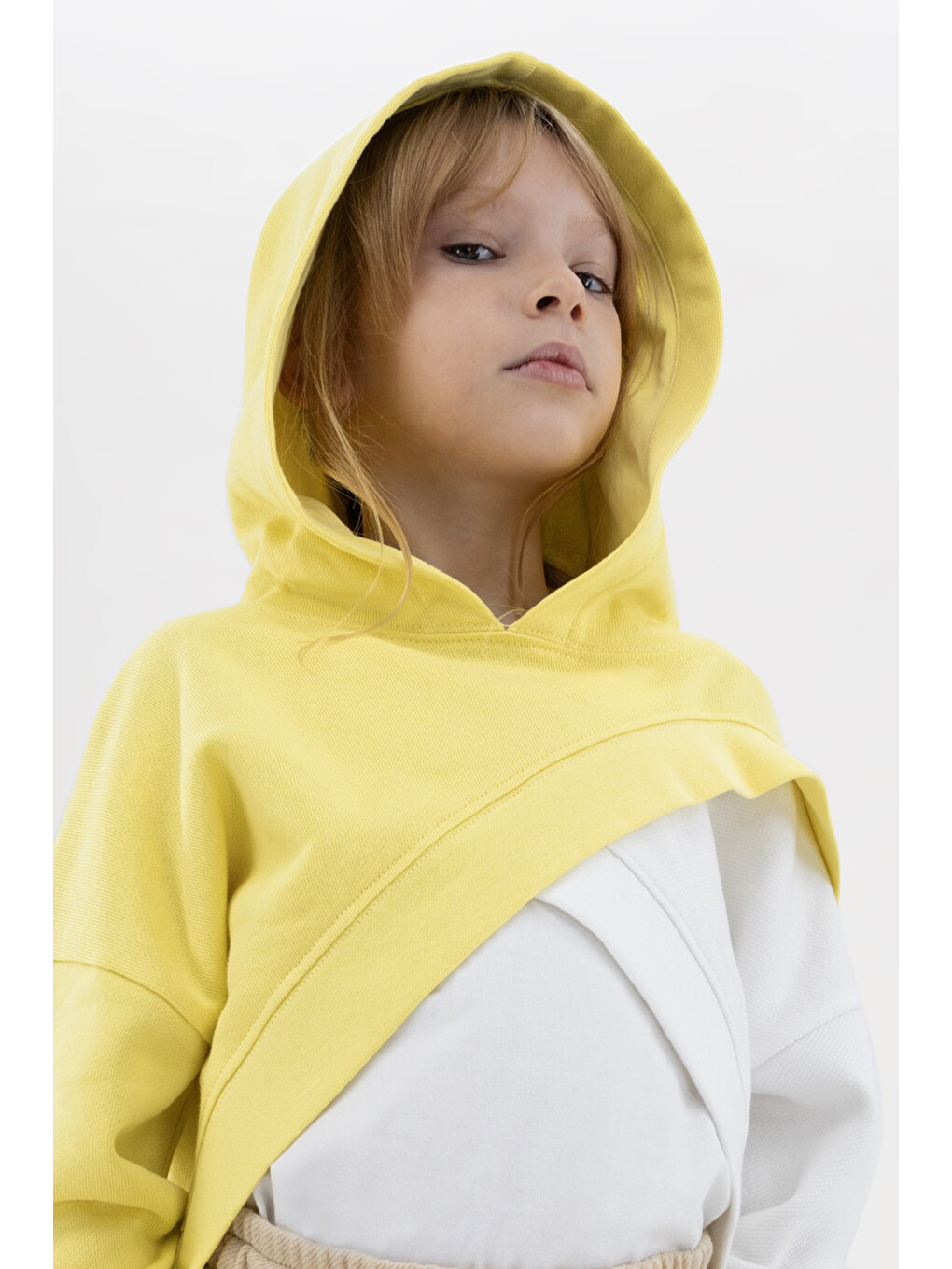 Kız Çocuk Asimetrik Sarı Sweatshirt-3