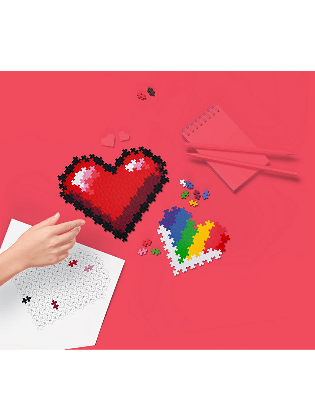 Plus-plus Puzzle By Number Hearts (250 Parça)-1