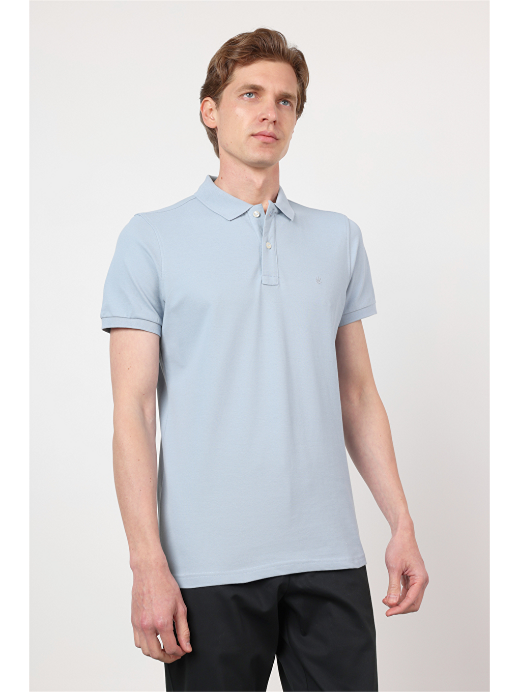 Turkuaz Yeşil Polo Yaka Kısa Kol Cepsiz Slim Fit Pamuklu Tişört 1011260154-2