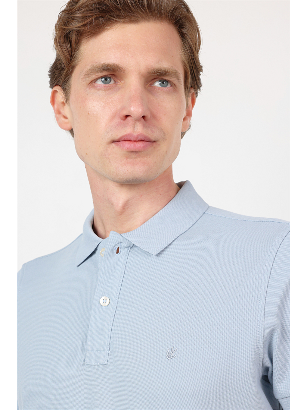 Turkuaz Yeşil Polo Yaka Kısa Kol Cepsiz Slim Fit Pamuklu Tişört 1011260154-3