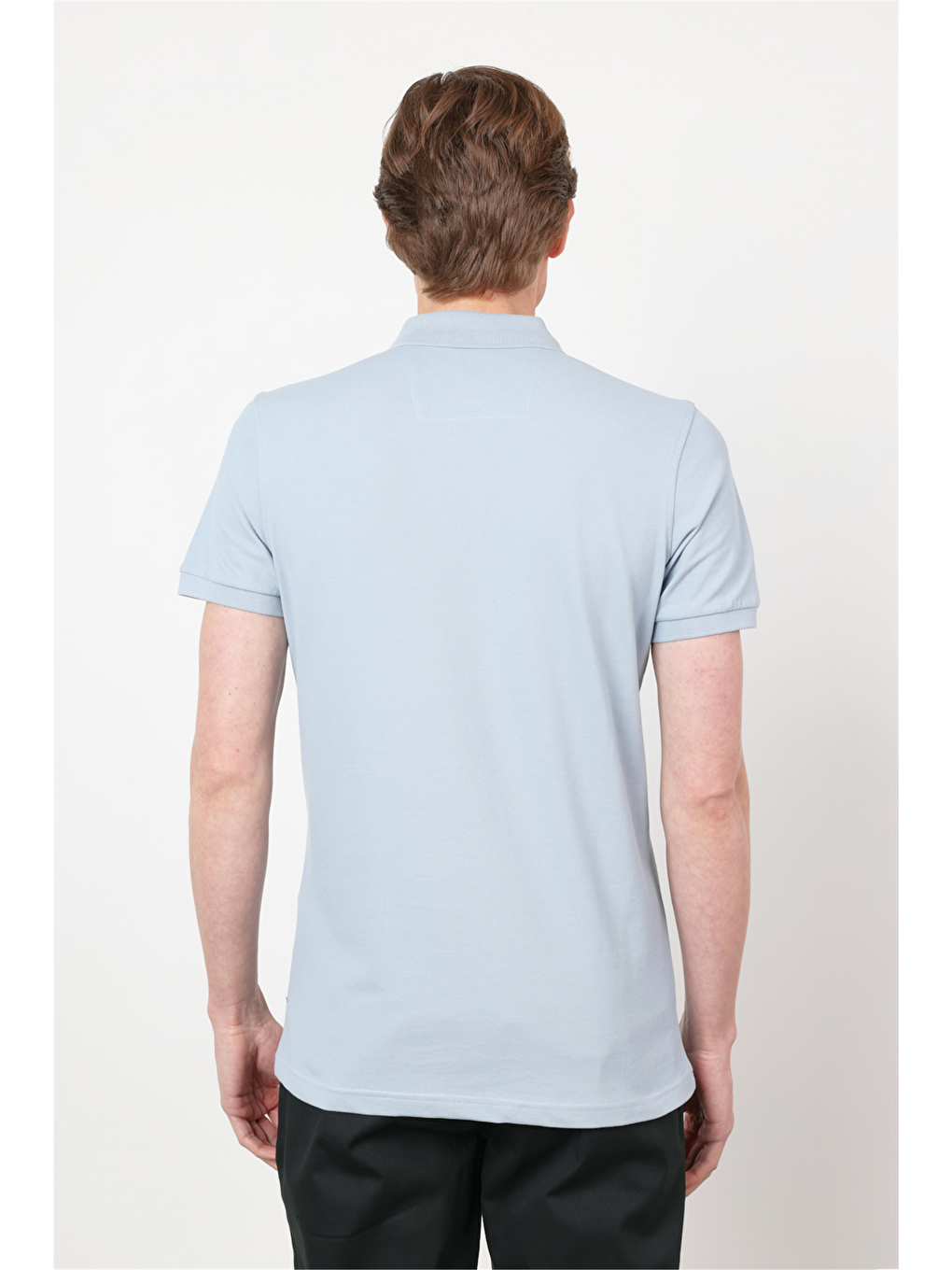 Turkuaz Yeşil Polo Yaka Kısa Kol Cepsiz Slim Fit Pamuklu Tişört 1011260154-4