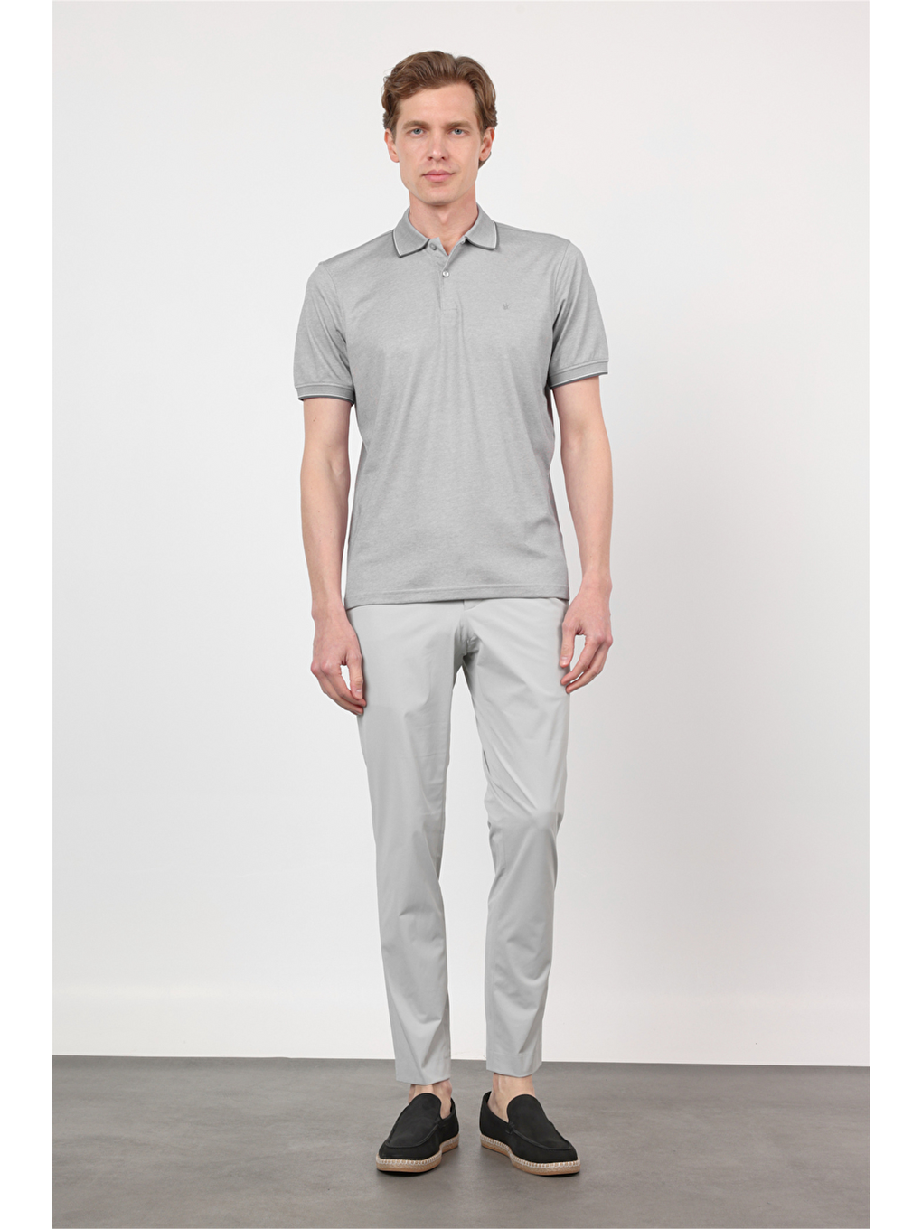 Lila Mor Polo Yaka Kısa Kol Cepsiz Comfort Fit Pamuklu Tişört 1011260153-1