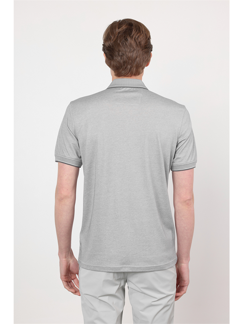 Lila Mor Polo Yaka Kısa Kol Cepsiz Comfort Fit Pamuklu Tişört 1011260153-4