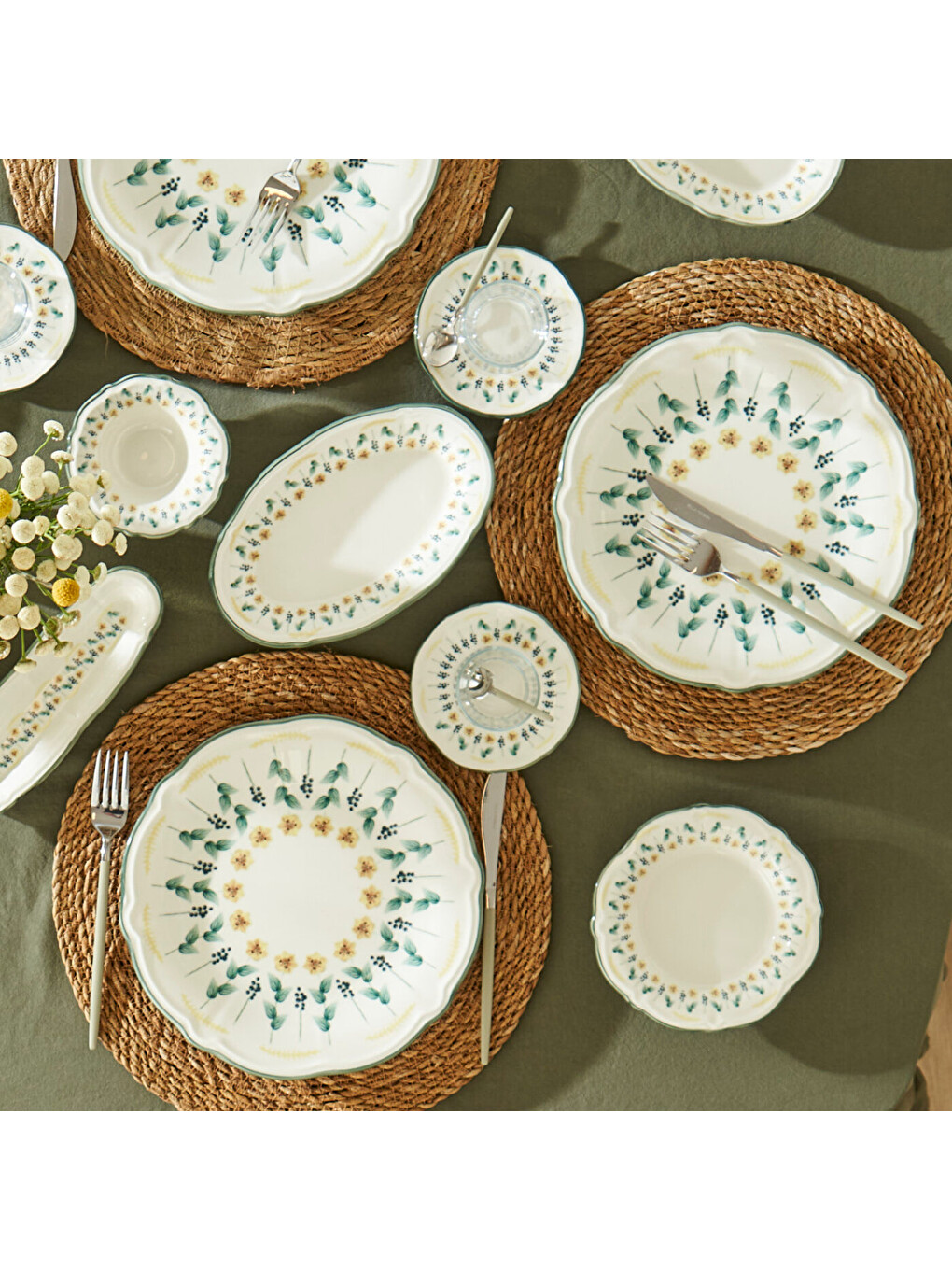 Adelina Stoneware 26 Parça 6 Kişilik Kahvaltı Takımı Yeşil-7