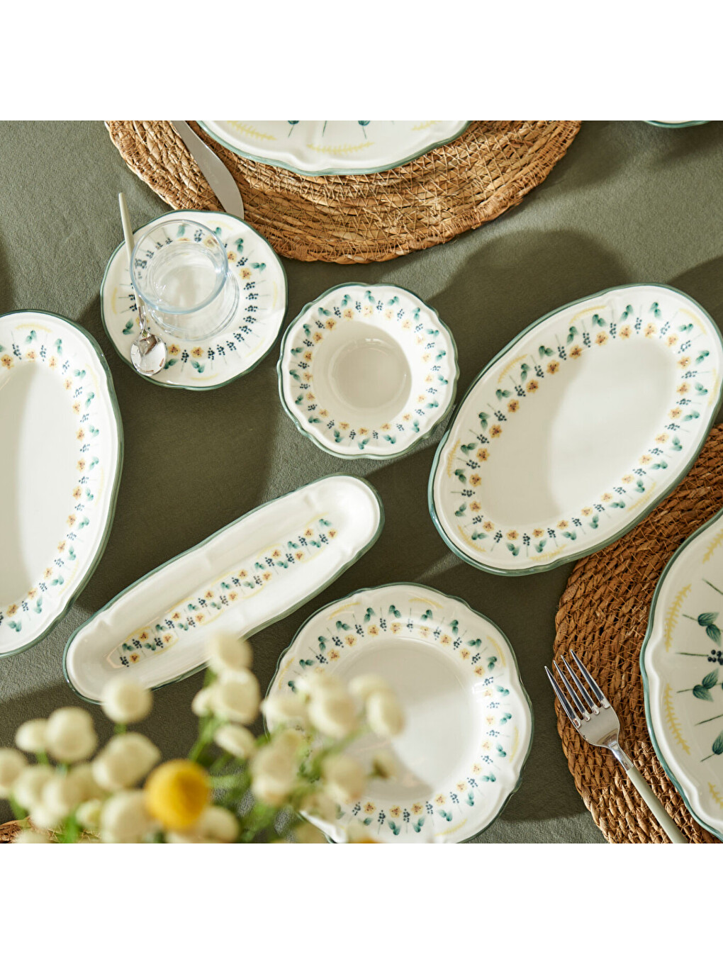 Adelina Stoneware 26 Parça 6 Kişilik Kahvaltı Takımı Yeşil-9