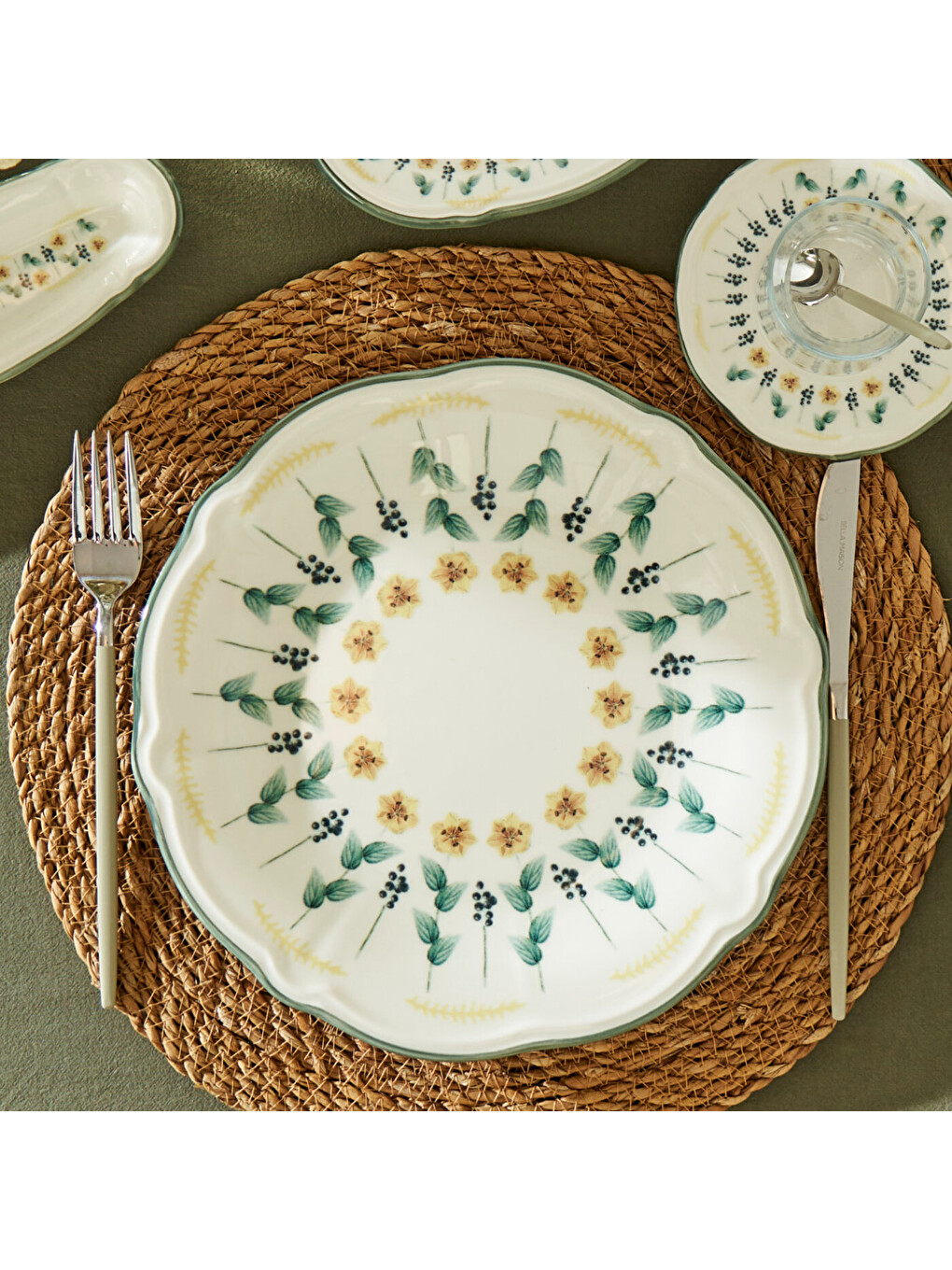 Adelina Stoneware 26 Parça 6 Kişilik Kahvaltı Takımı Yeşil-10