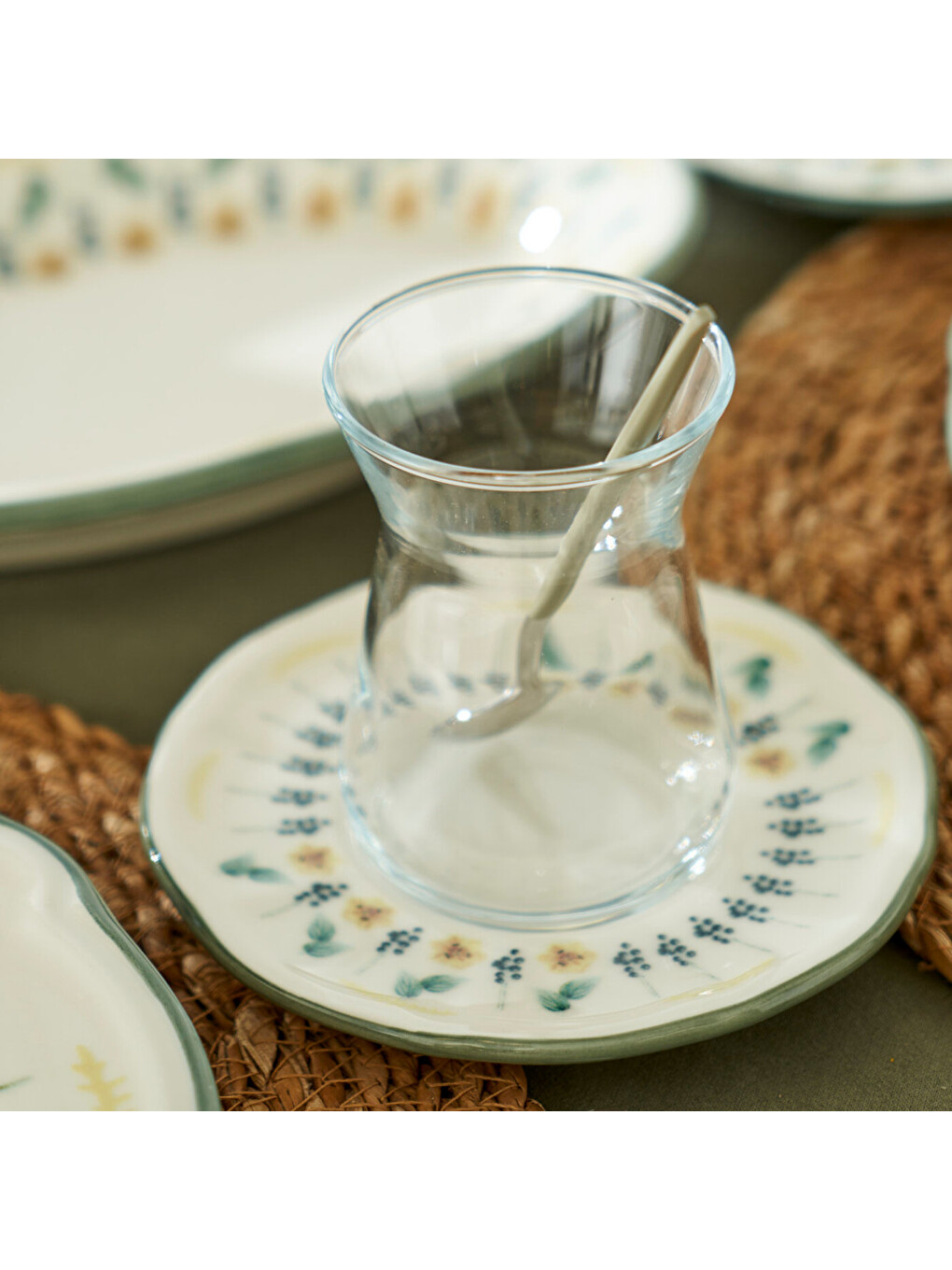 Adelina Stoneware 26 Parça 6 Kişilik Kahvaltı Takımı Yeşil-11