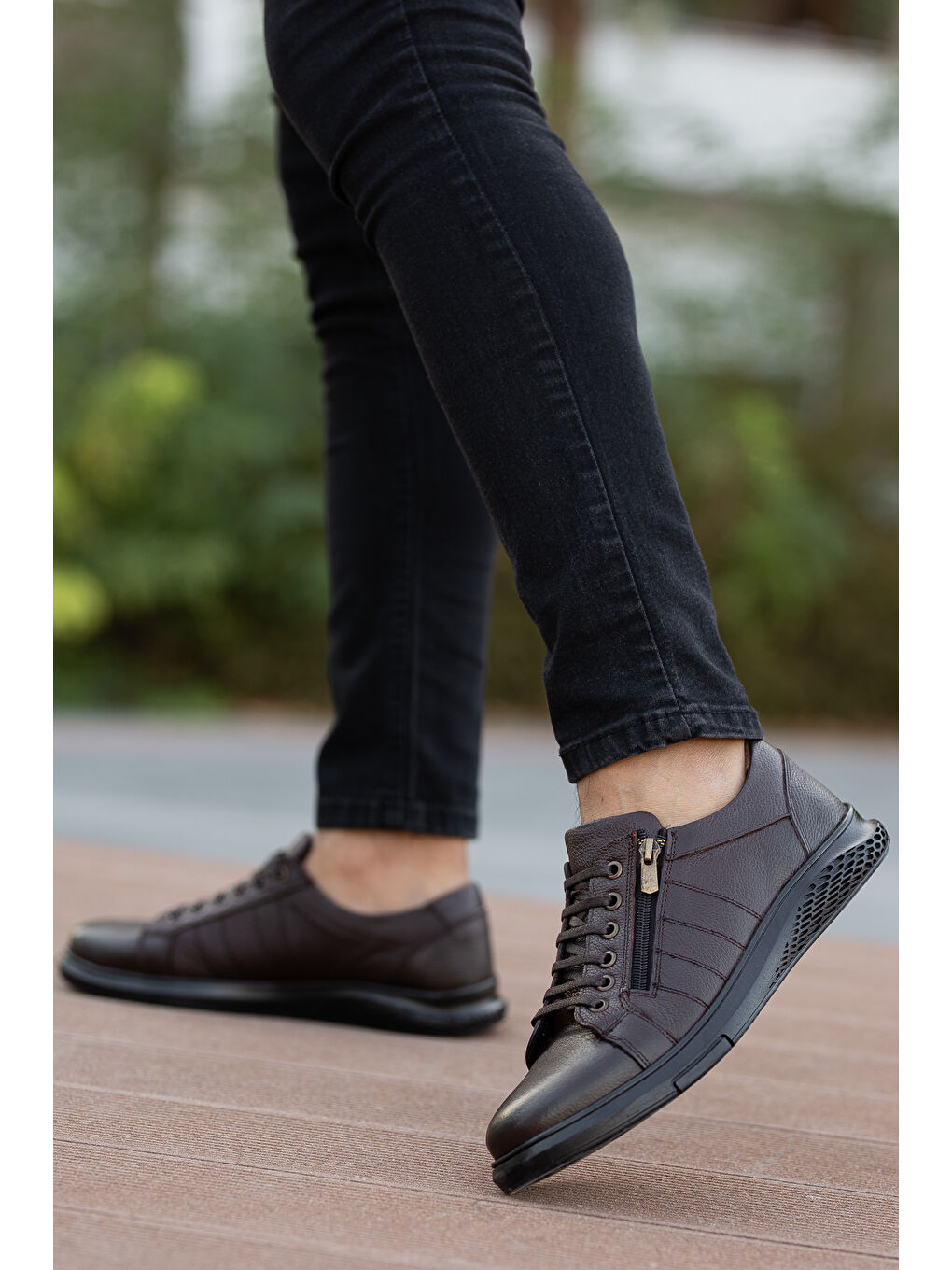 D262 Günlük Ortopedik Hakiki Deri Erkek Ayakkabı Kahverengi-1