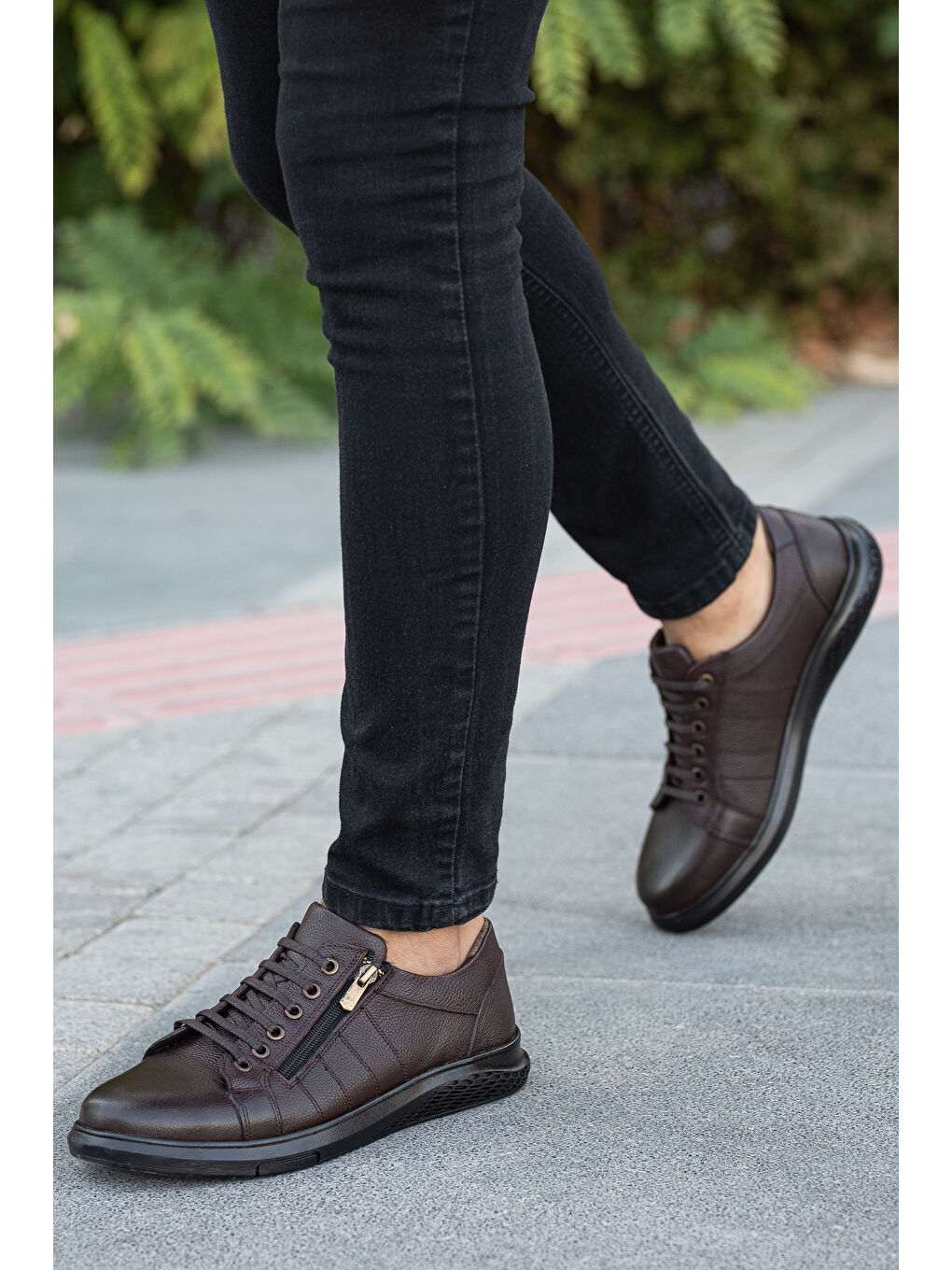 D262 Günlük Ortopedik Hakiki Deri Erkek Ayakkabı Kahverengi-5