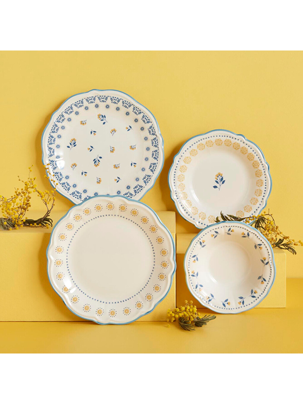 Mabel Stoneware 24 Parça 6 Kişilik Yemek Takımı Mavi-6