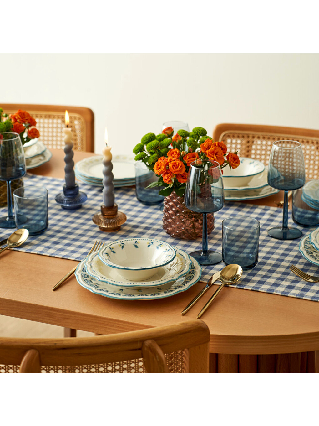 Mabel Stoneware 24 Parça 6 Kişilik Yemek Takımı Mavi-9