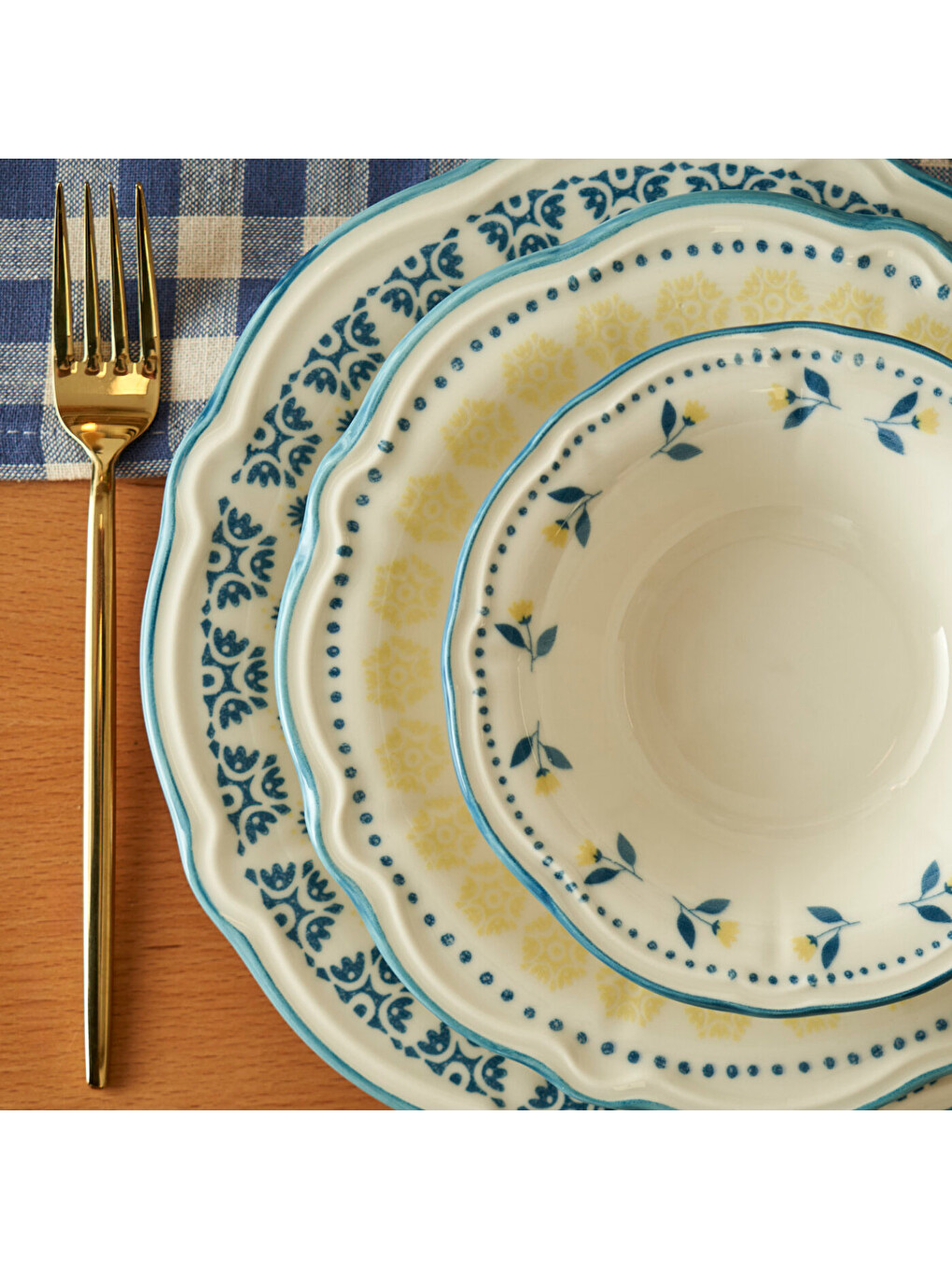 Mabel Stoneware 24 Parça 6 Kişilik Yemek Takımı Mavi-10