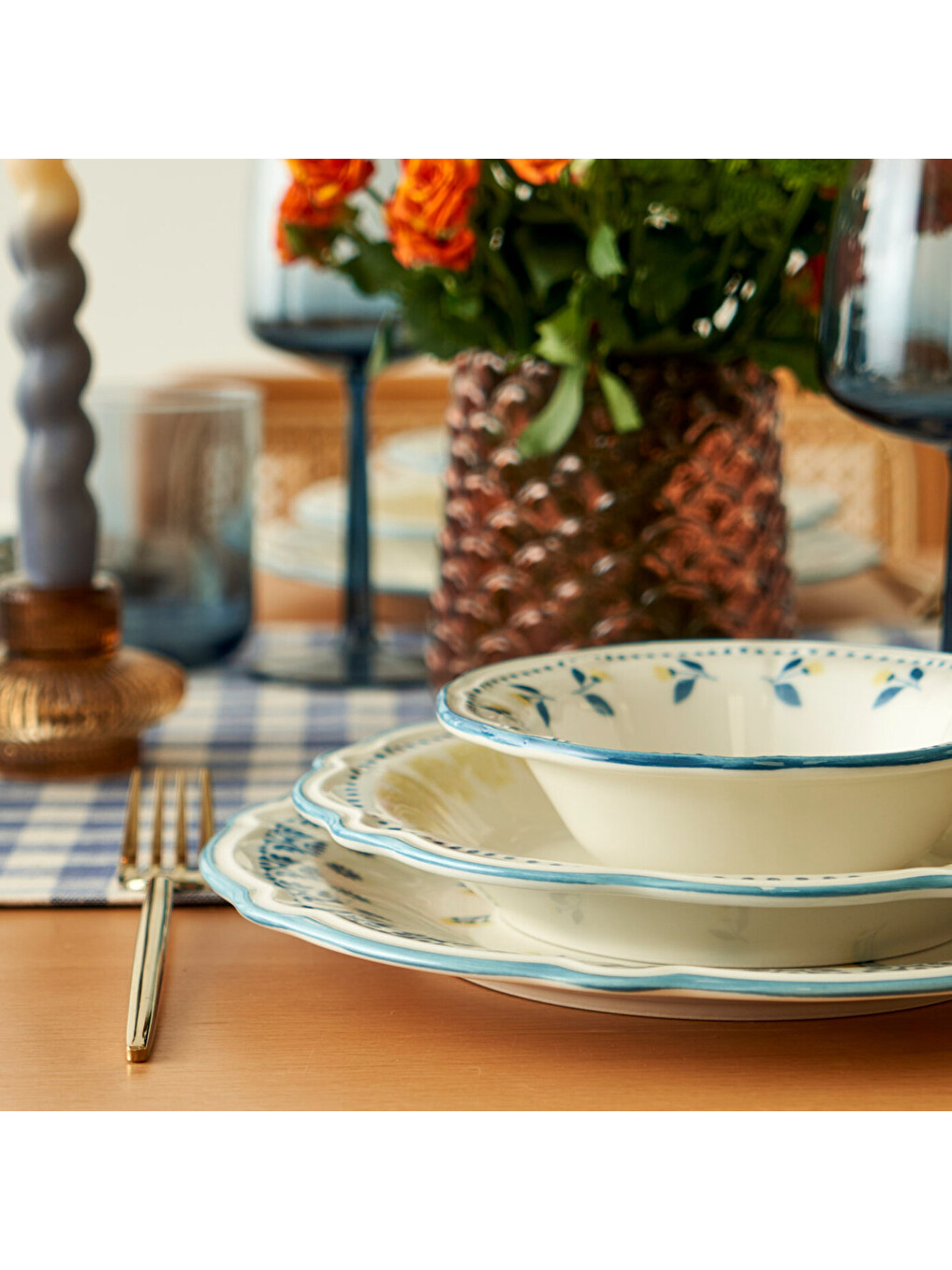 Mabel Stoneware 24 Parça 6 Kişilik Yemek Takımı Mavi-11