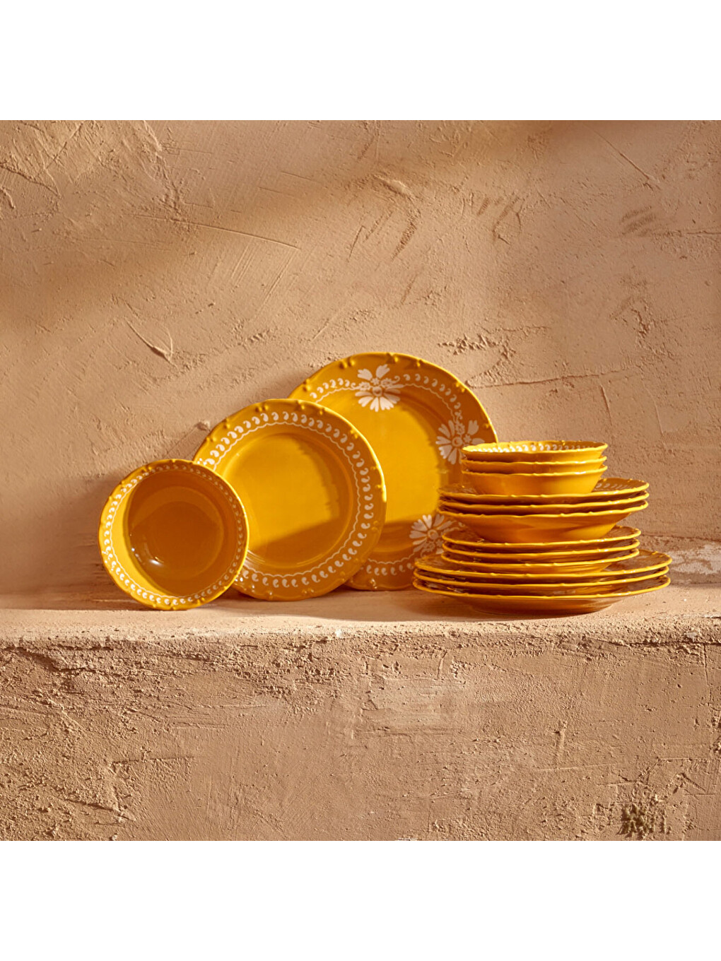 Sarı Indian 12 Parça Yemek Takımı Hardal-12