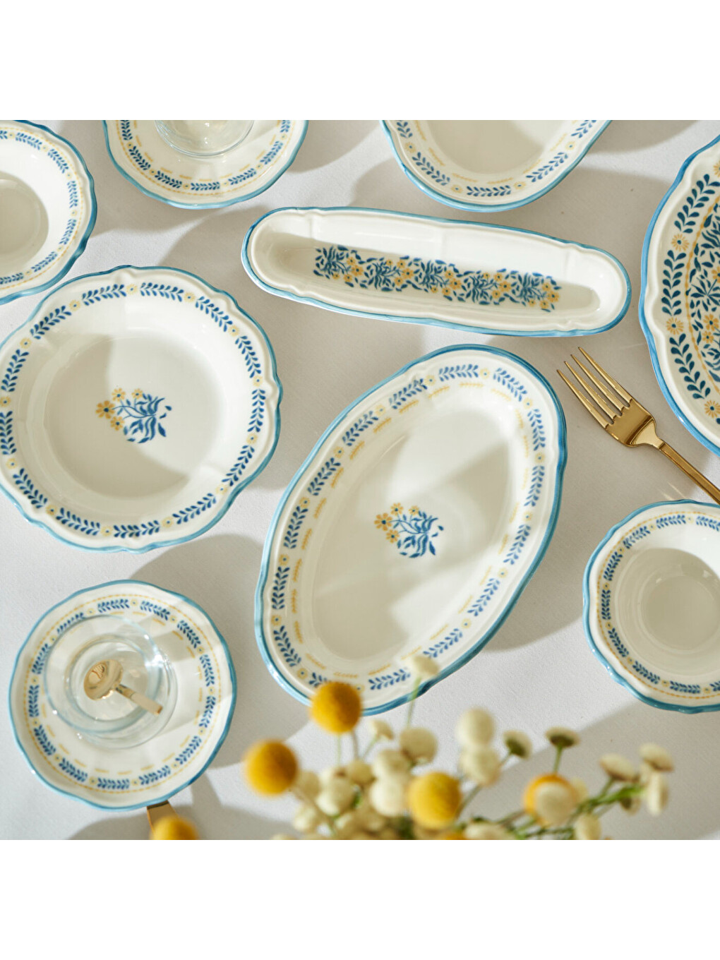 Liana Stoneware 26 Parça 6 Kişilik Kahvaltı Takımı Mavi-10