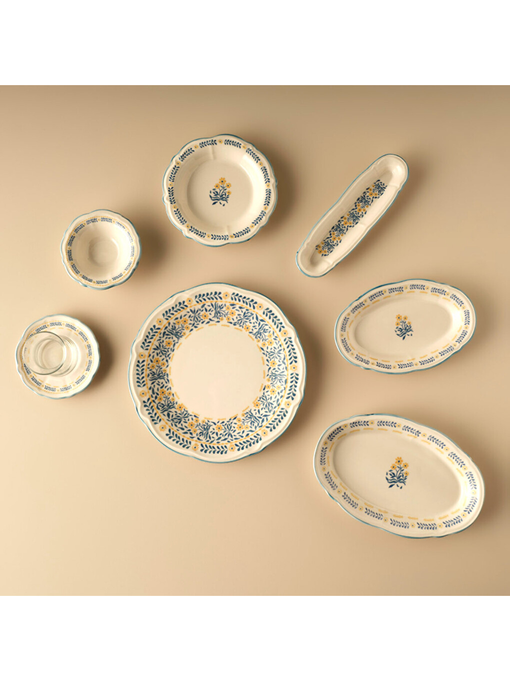Liana Stoneware 26 Parça 6 Kişilik Kahvaltı Takımı Mavi-12