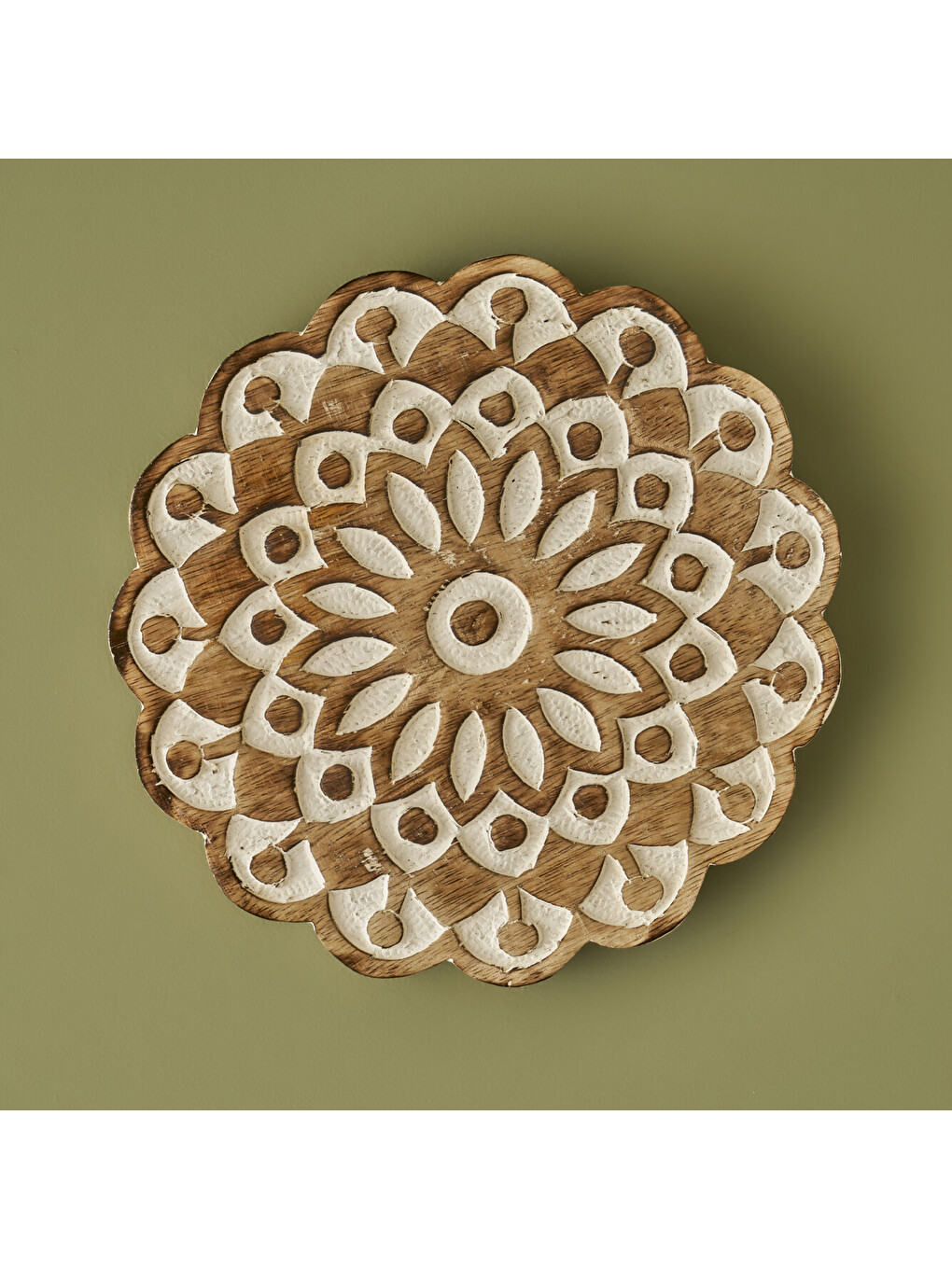 Bej Daira Mango Ağacı Duvar Süsü Naturel (20x20x1,8 cm)-1