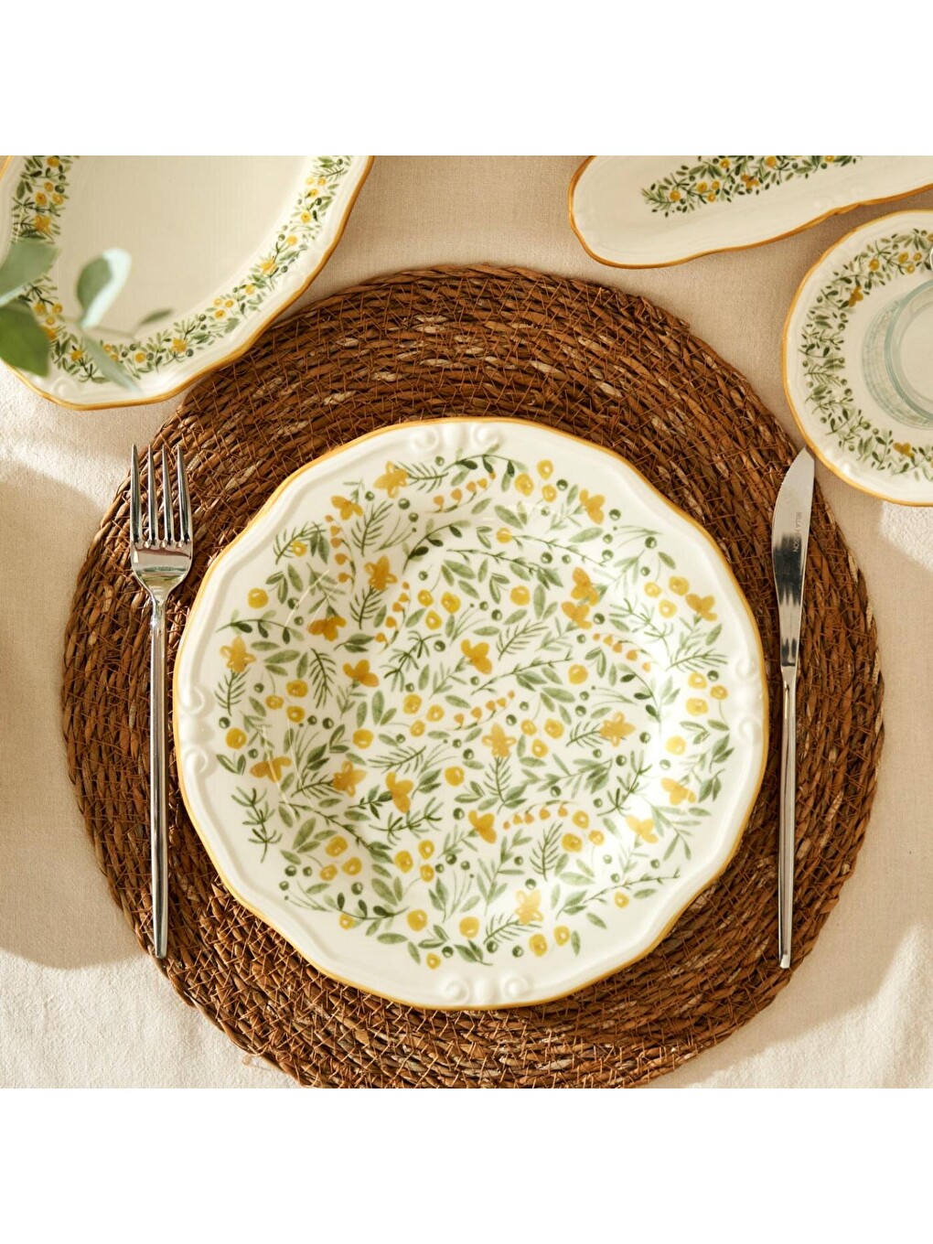 Loren Stoneware 26 Parça 6 Kişilik Kahvaltı Takımı Sarı-9