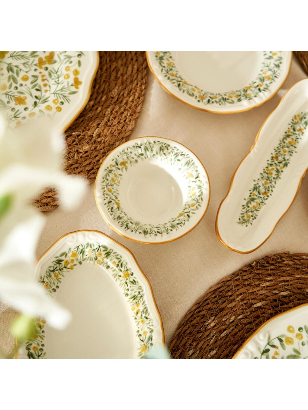 Loren Stoneware 26 Parça 6 Kişilik Kahvaltı Takımı Sarı-10